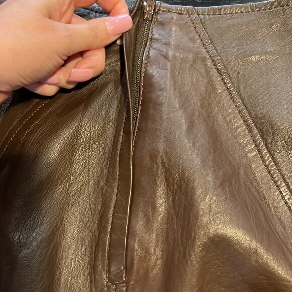 Renaissance Brown Leather Skirt Size 6 - Picture 6 of 7